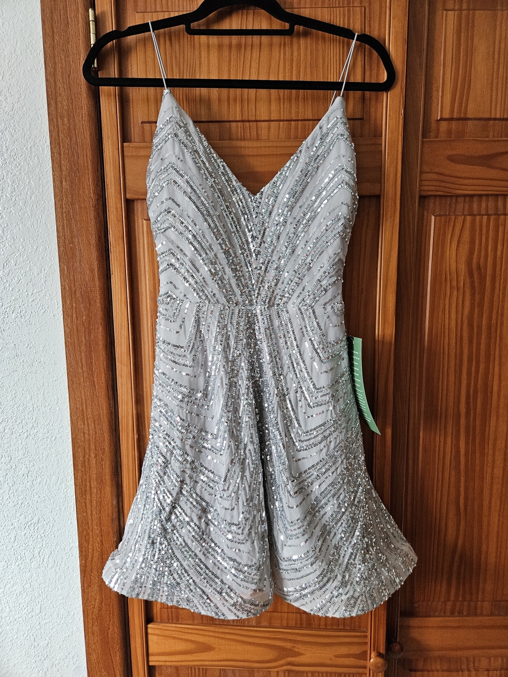 B. Smart Silver Sequin V-Neck Mini Dress